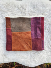 Load image into Gallery viewer, RTS Rusty Reds, Dusty Purples, &amp; Orange Patchwork Snood