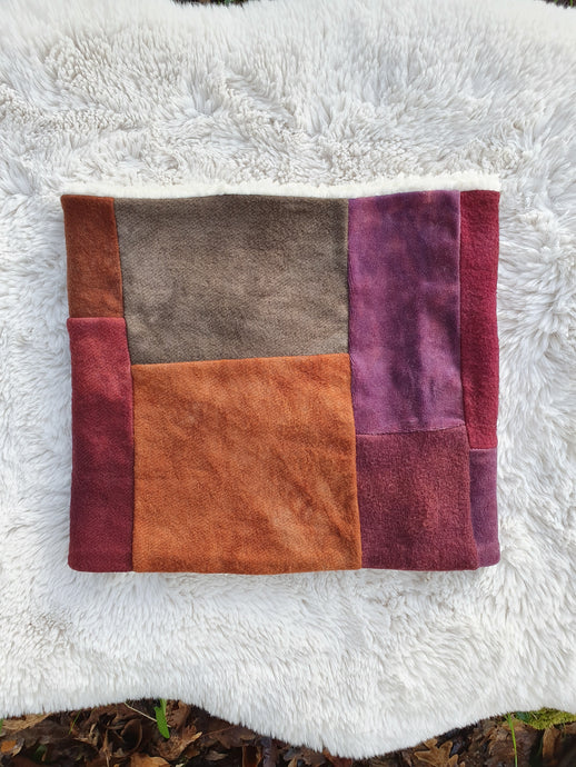 RTS Rusty Reds, Dusty Purples, & Orange Patchwork Snood